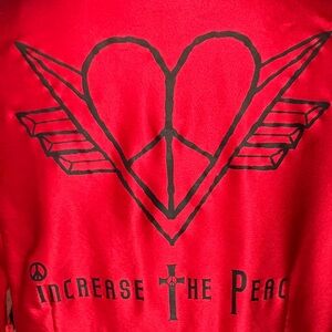 J Gerard Peace Gallery Bell sleeve 100% silk “increase the peace” Boho Designer